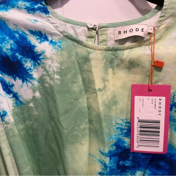 Brand New RHODE ELLA Tie-Dye Mini Dress in Blue & Green Sz Small 💚💙 - Picture 5 of 10